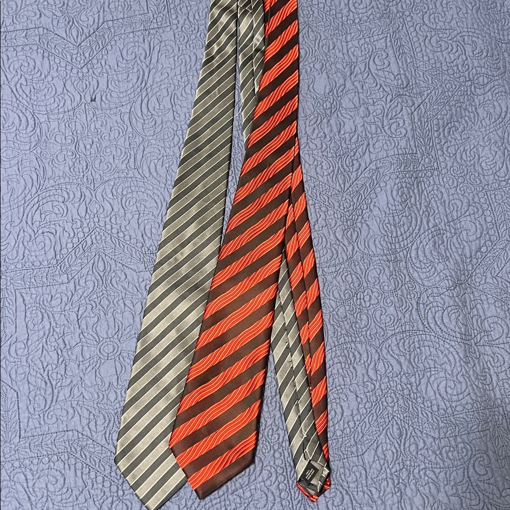 Striped Ties in Gray and Red